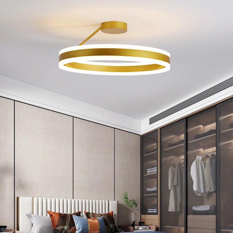 

Postmodern Minimalist Circular Line Chandeliers Nordic Master Bedroom Ceiling Decoration Lamp Model Room Dining Room LED Lamps