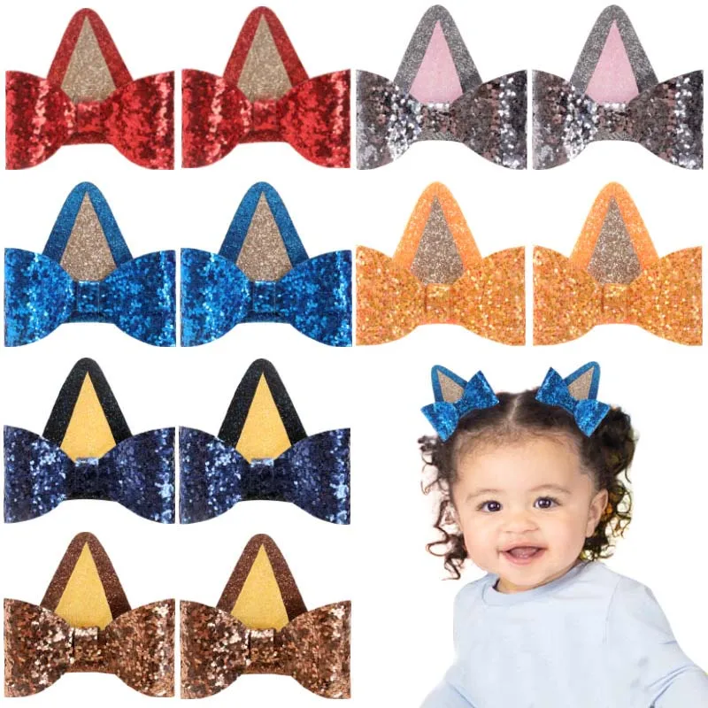 2Pcs Kawaii Glitter Dog Ears Hair Pin Girls Hair Clip Hair Accessories Women Sweet Barrettes Kids Fashion Ornaments Best Selling