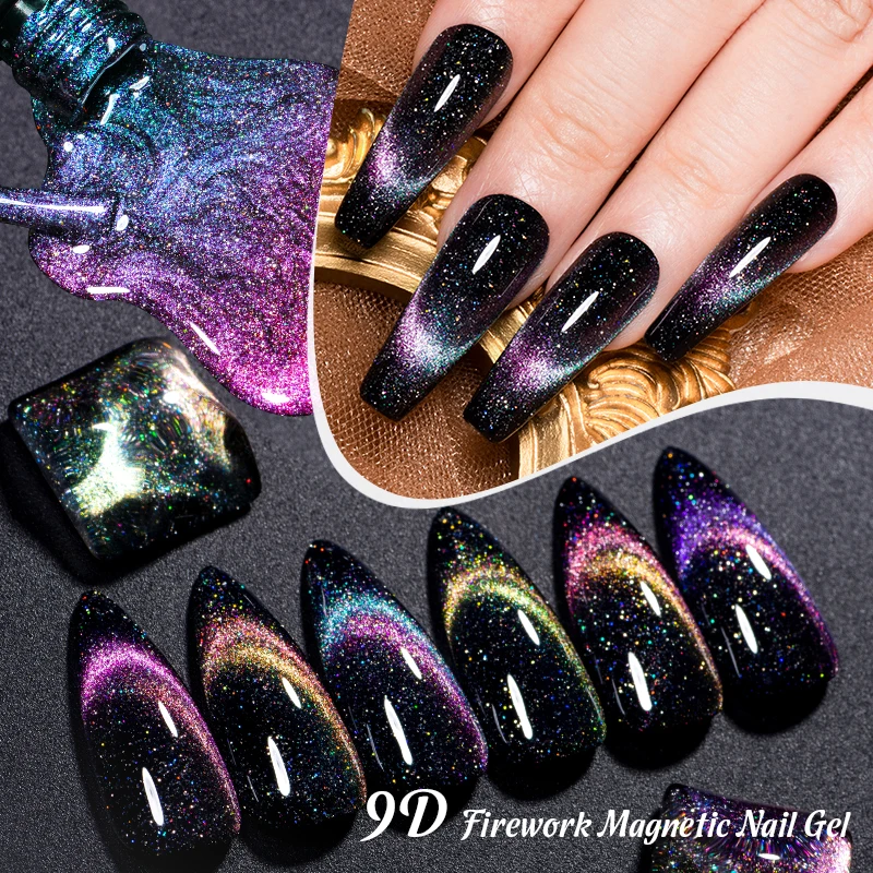 Mtssii 7ml 9D Firework Cat Magnetic Gel Nail Polish Shiny Glitter Gel Lacquer Semi Permanent Soak Off UV LED Varnish Manicure