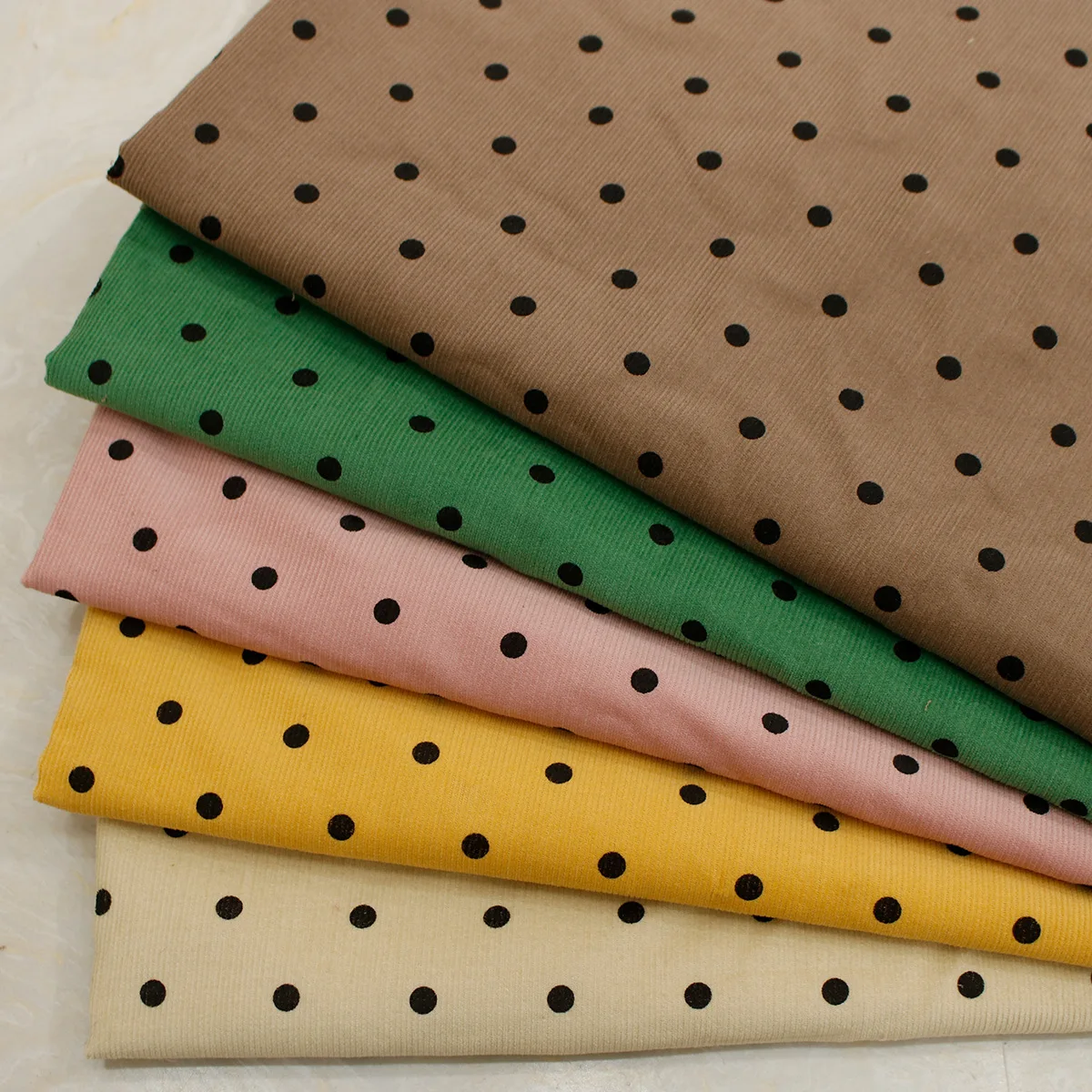 100% Cotton Corduroy Fabric Autumn and Winter Polka Dots Printing Fabric Women's Clothing Children's Clothing DIY Sewing Fabric