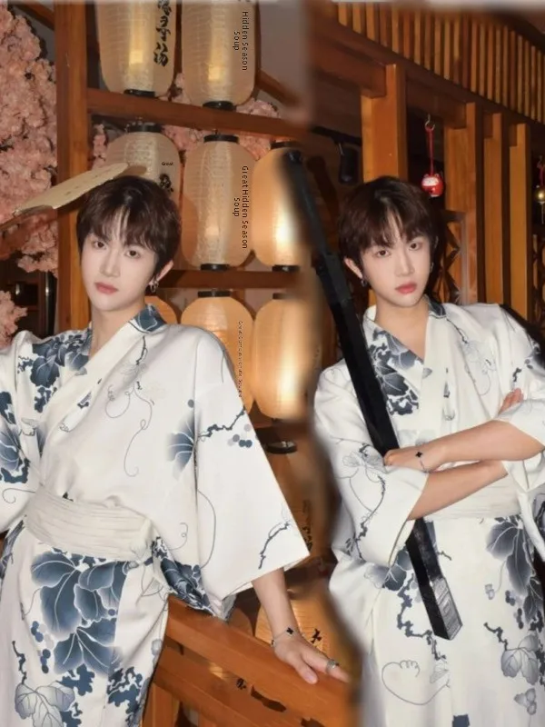 

Традиционный мужской комплект кимоно для формальных фотосессий в студии, кимоно-халат для джентльменов, полиэстер, эксклюзивно онлайн