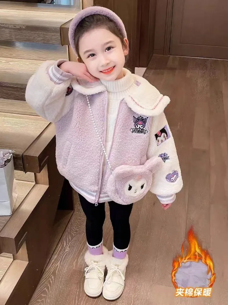 

Kawaii Sanrio Cute Baby Warm Coat Autumn and Winter Clothes Baseball Suit Student Kuromi Christmas Gifts for Girls