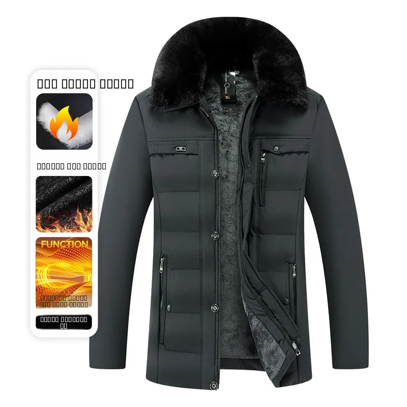 

Men's Cotton Jaet Coat Collar Turn-down Fur Collar Fce Lined Casual Thi Warm Cold Proof Winter 2025 Busin Gentleman...