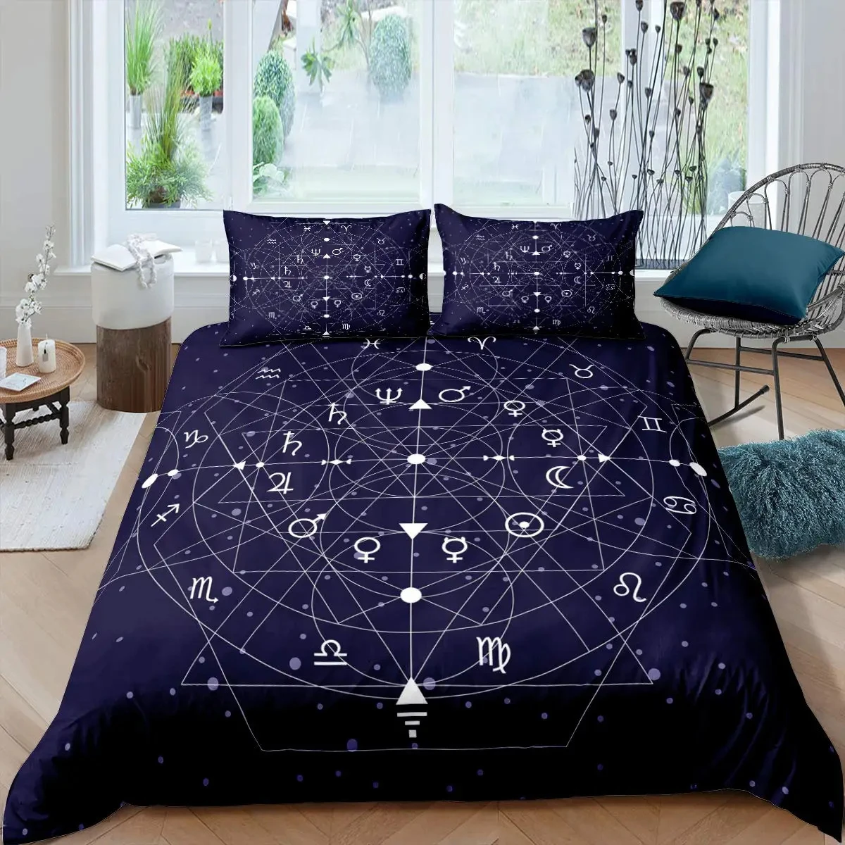 2/3pcs Bedding Sets Soft Comfortable Mysterious Star Divination Theme Duvet Cover Pillowcase Hotel Bedroom Components Gift