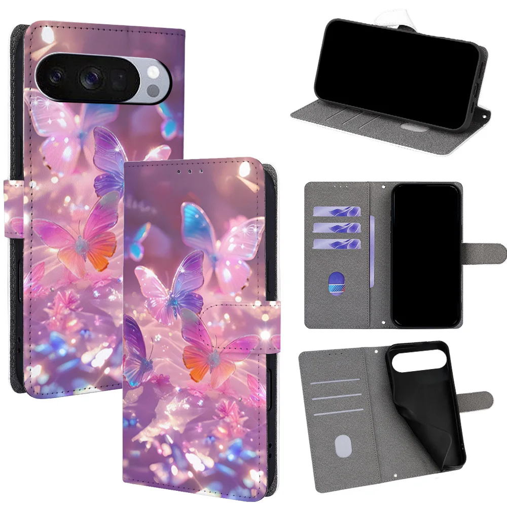 

Colorful Butterfly Magnetic Flip Phone Cover for Google Pixel 6 7 8 9 10 Pro XL/6A 7A 8A 9A 10A with Built-in Wallet Card Slots