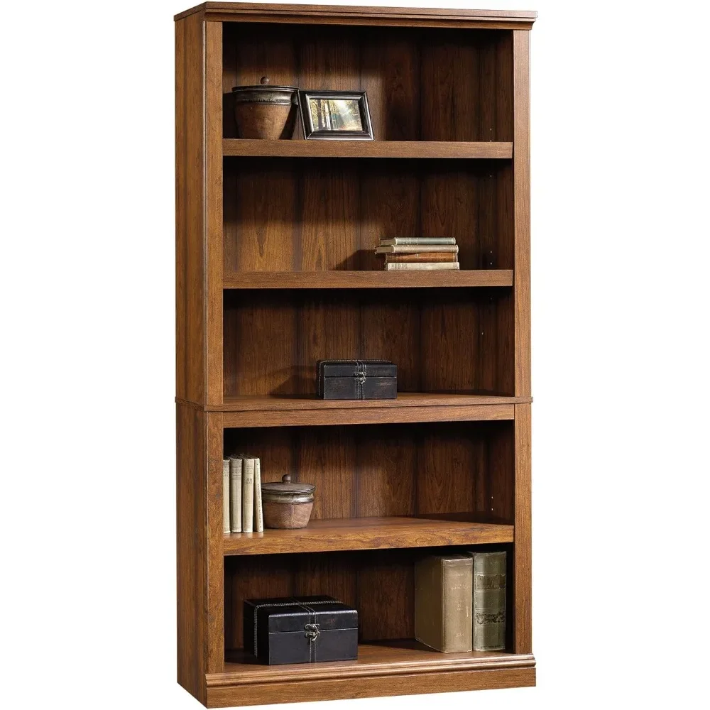 Suave Cherry Finish Armazenamento Locker Estante, Estante Prateleiras para Sala, Estante de casa, 5 Estante livro