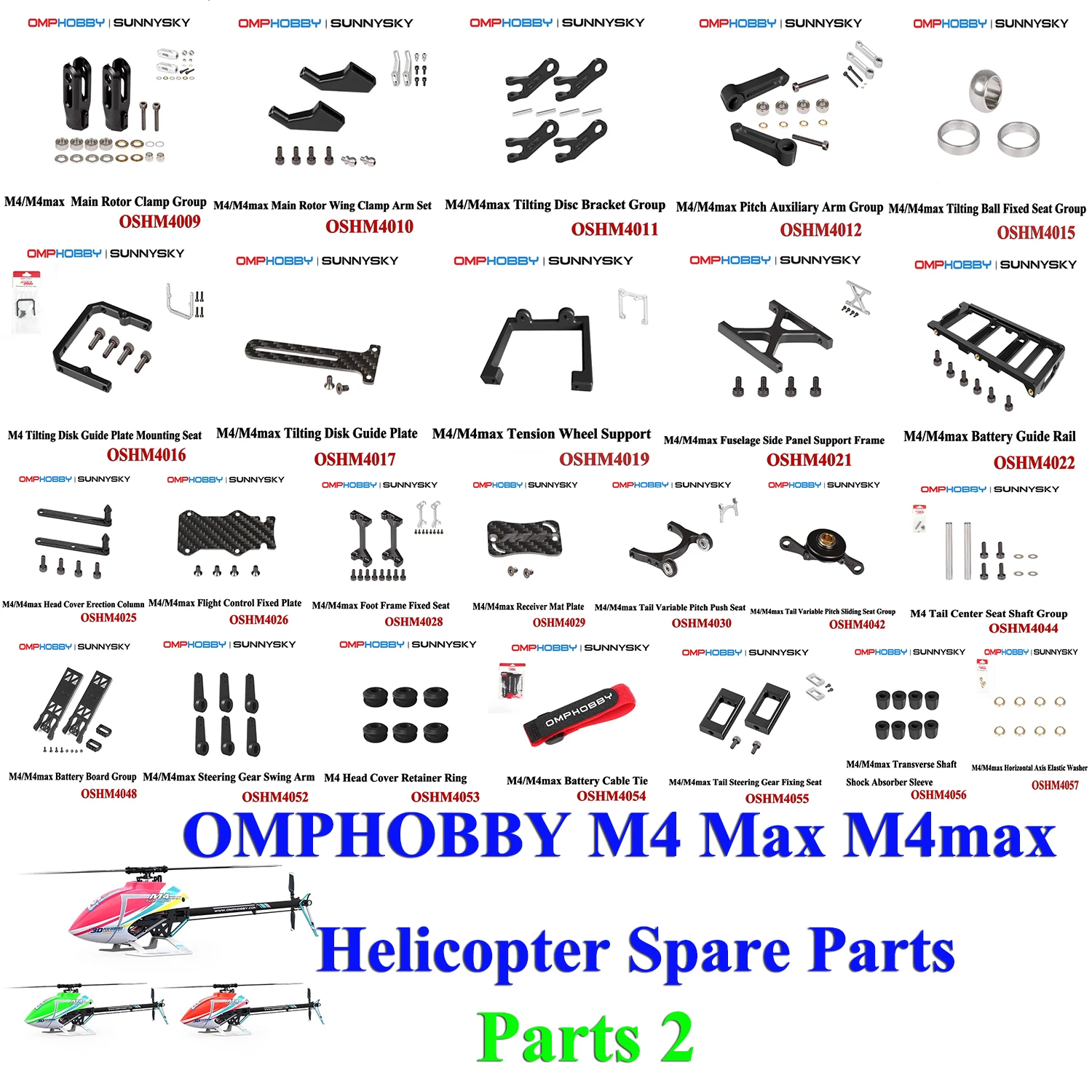 OMPHOBBY M4 Max M4max RC Helicopter Parts ESC Pull Rod Tail Rotor Clip Axis Fixed Seat Wheel Arm Support Frame Battery Panel Set