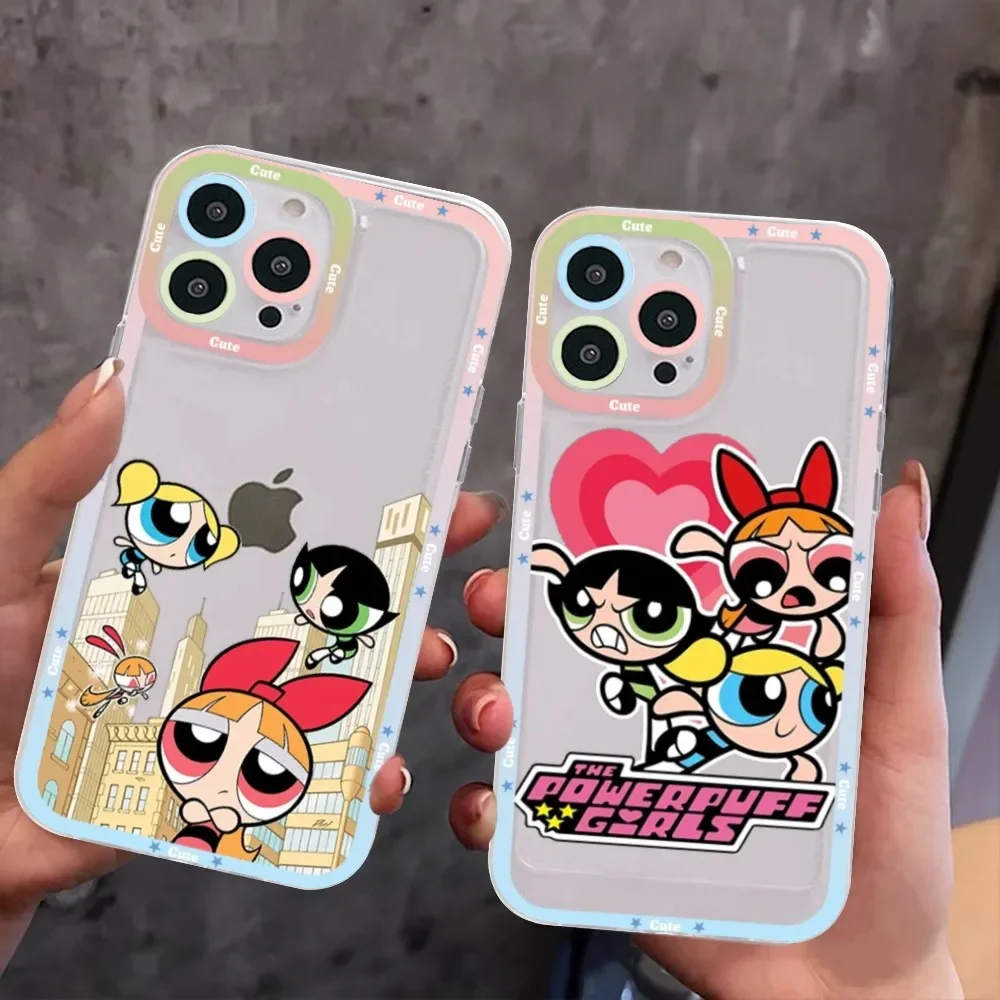 Cute-P-Powerpuffes-G-Girls Phone Case For Samsung S 20 21 22 23 Lite Plus Ultra Clear Mobile Cover Funda