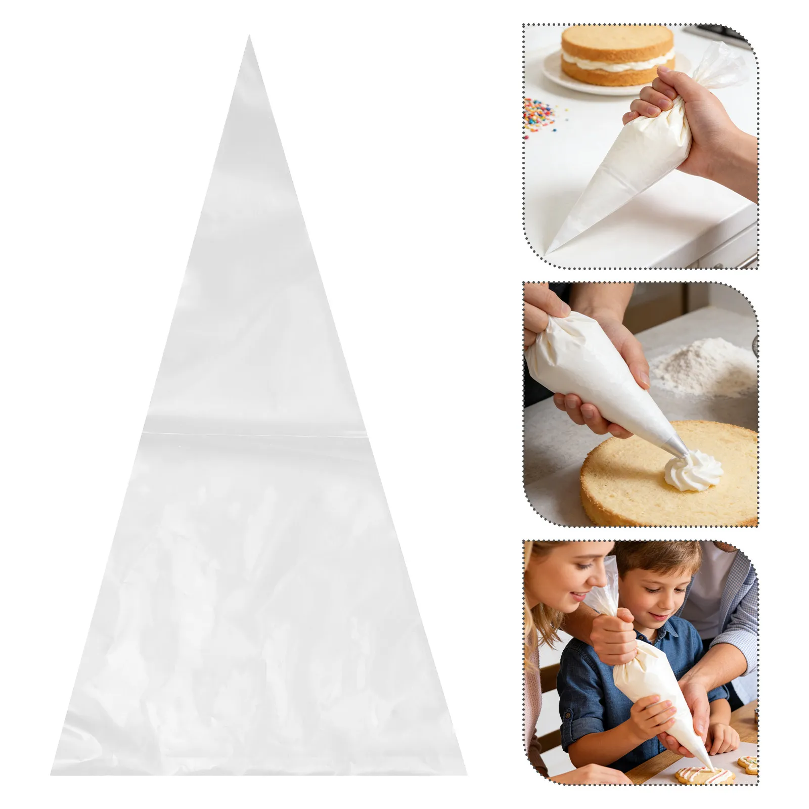 50Pcs Disposable Cake Piping Bags Transparent Triangle Baking Frosting Icing Bags Heat Resistant for Cookie Decorating Pastry
