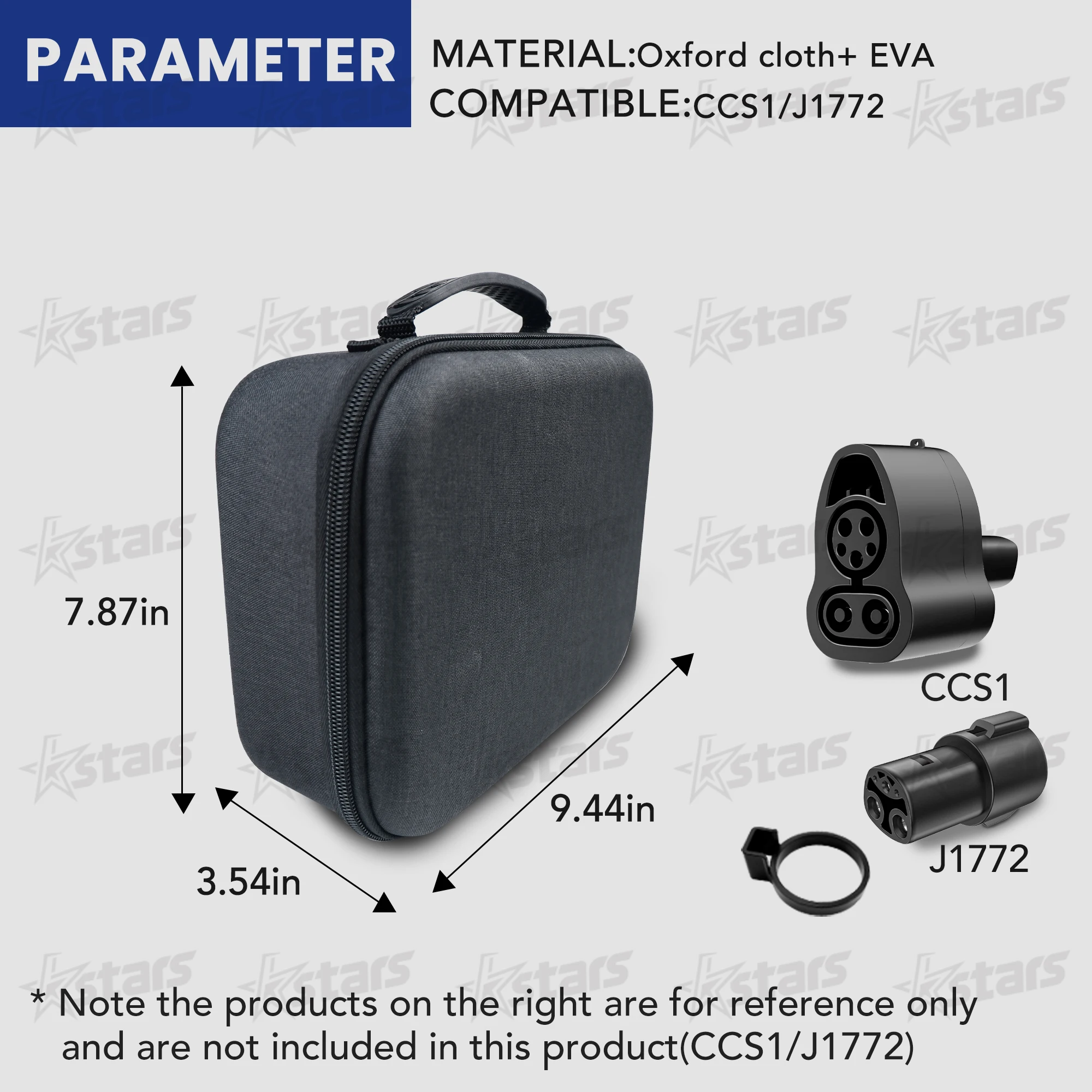 Tas Organizer pengisi daya untuk Tesla CCS1 J1772, casing perjalanan aksesori pengisian daya EV nyaman mudah dibersihkan