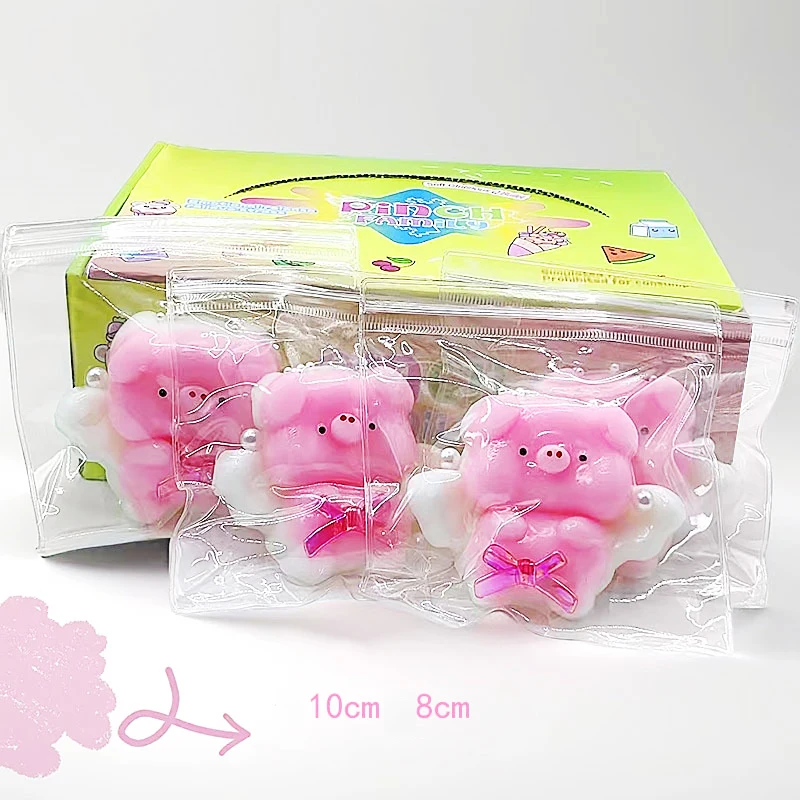 귀여운 만화 천사 돼지 짜기 꼬집기 장난감, 재미있는 돼지 리바운드, 성인 어린이 벤트 스트레스 해소 장난감, 생일 선물