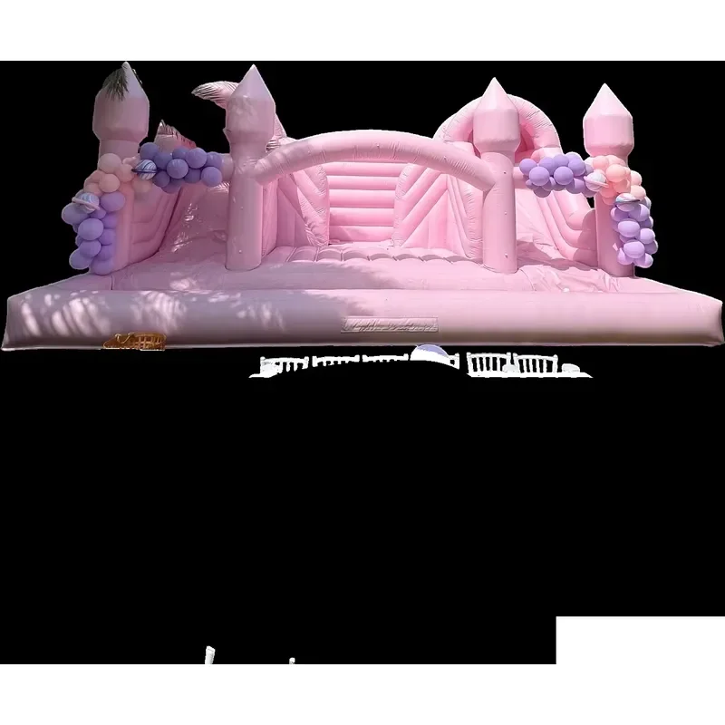 Pastel Pink Blue & White Kids Party Inflatable Commercial Outdoor Castle