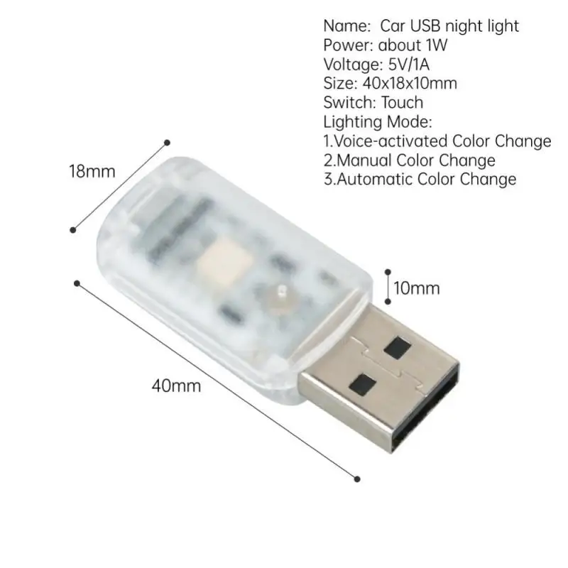 Mini USB Car Light LED Atmosphere Auto Ambient Nightlight Neon Interior Lamp Emergency PC Mobile Power Charging Book Light