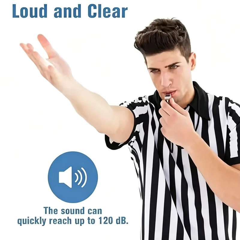 Metal Sports Referee Whistle With Black Lanyard Portable Stainless Steel Coach Whistle For Football Basketball Training Outdoor