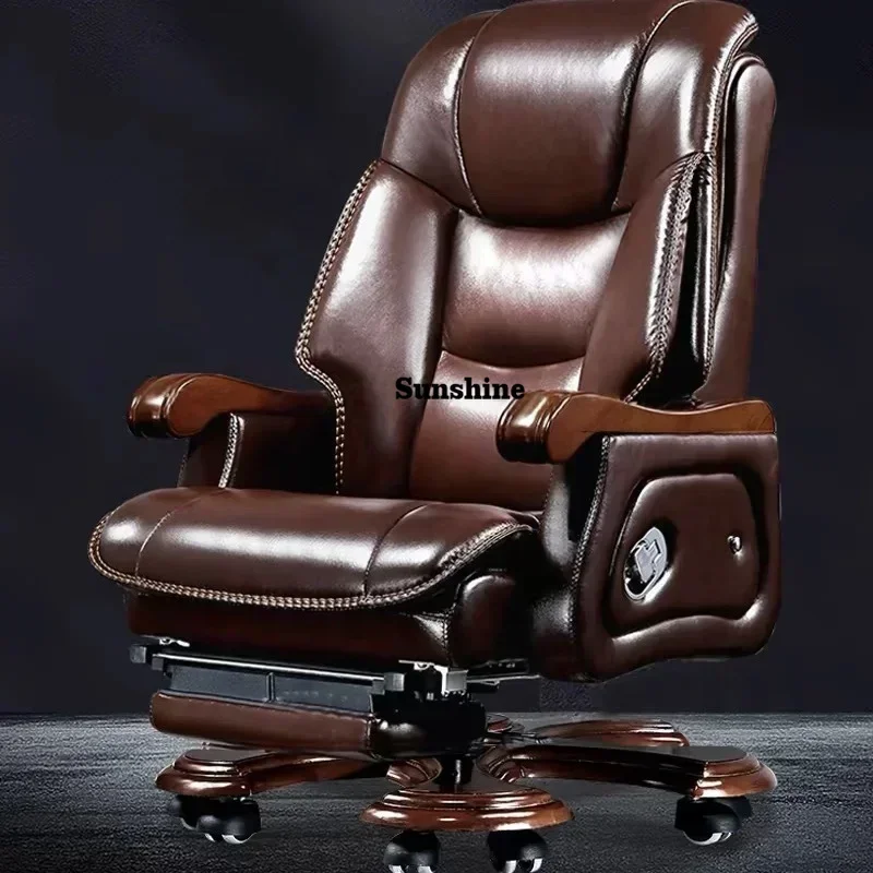 Chinese Boss Chair Business leather CEO Office chair with massage pedal, lie down,ergonomics  FT - view 3