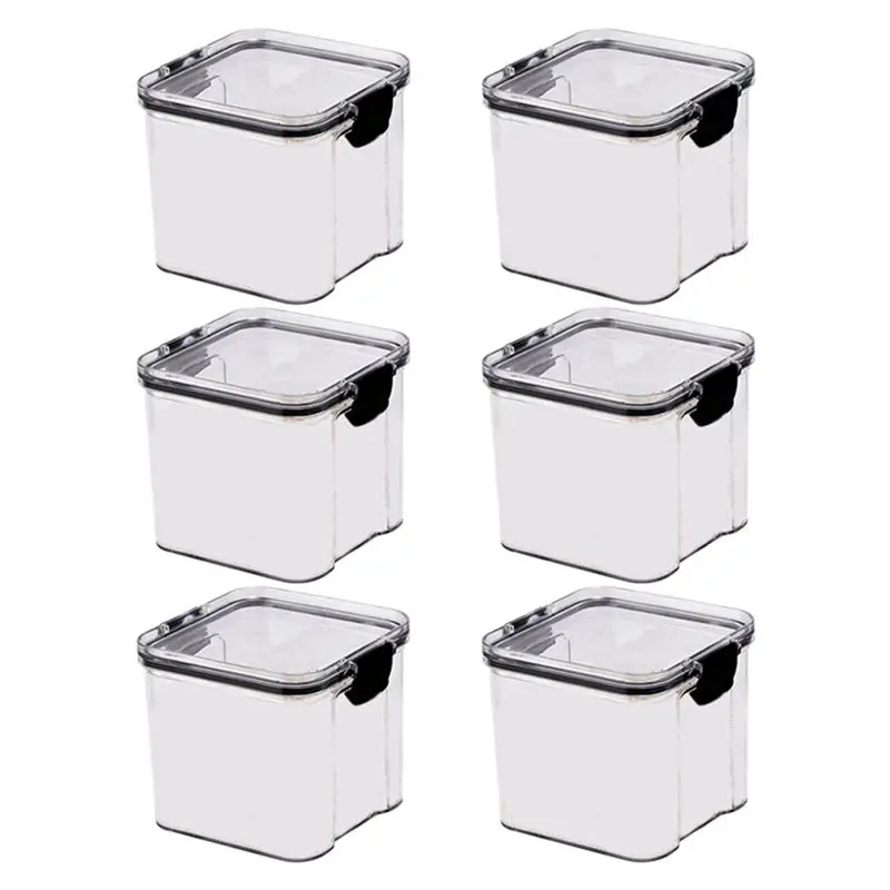 ABPP 6 Pack 700Ml Kitchen Food Storage Box Organizer Container Set Vacuum Lid Seal Clear Square