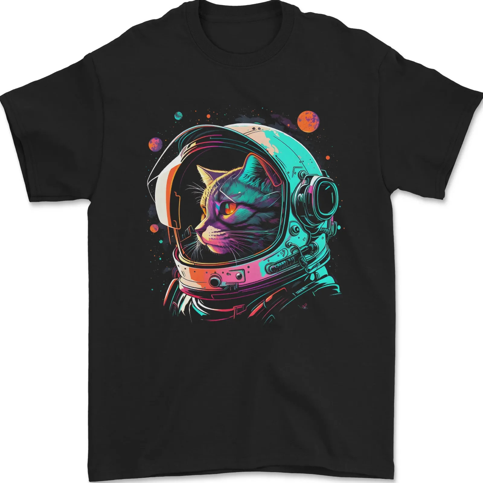 Outer Space Astronaut Cat Men's Tee -  Cotton T-Shirt