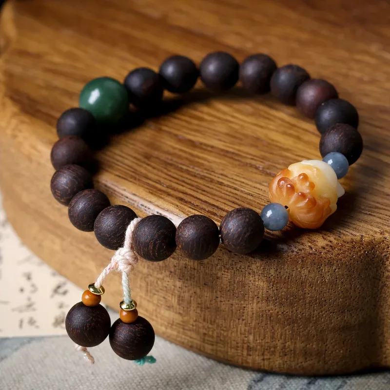 وصول جديد: سوار العود الأصلي بودي الجذر تسعة الذيل الثعلب الثقافي قطعة أثرية الحب تحت عنوان النمط الصيني حبة سوار