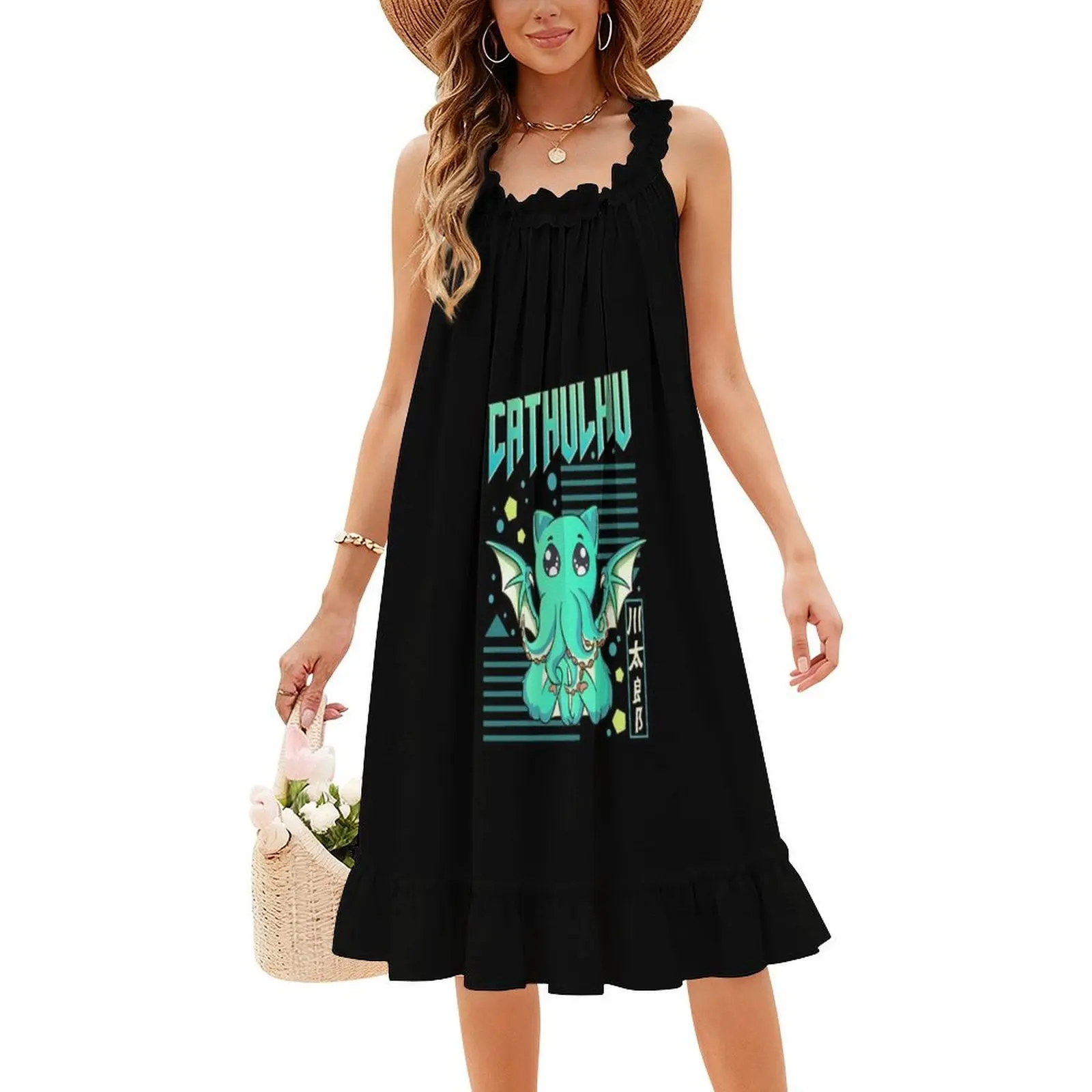 كاثولهو مضحك القط Cthulhu Pun Kawaii أنيمي المرأة الشارع الشهير فستان الحفلات العصرية طباعة نادي الملابس للإناث الكاثولهو #4