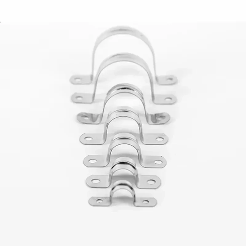 20Pcs Stainless Steel U-Type Pipe Clamps Ohm Tube Card & Horseback Saddle Clamps for Water Pipes & Brackets