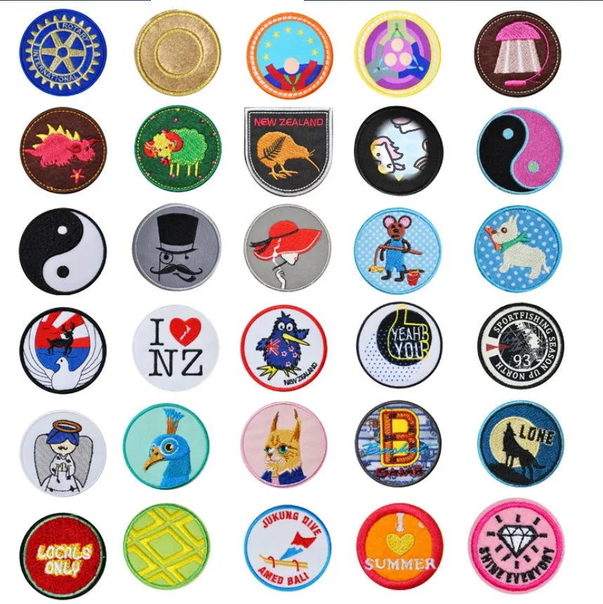 37 Skus to Select 10 Pcs Badges Embroidered Patches Clothing Hat Bag Shoe Repair Material Phone Gift Box Decor DIY Accessory