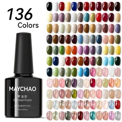 MAYCHAO Colorful Gel Nail Polish 136Colors Long Lasting For Manicure Semi Permanent Base Top Coat Nail Art UV Gel Varnish 7.3ml