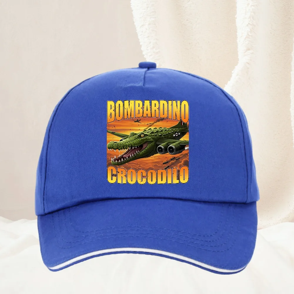 Funny Meme Tops Bombar DINO Crocodile Fun Rotten Brain Meme Italian hat Brainrot Humorous Print Baseball Cap Unisex Trucker Hats