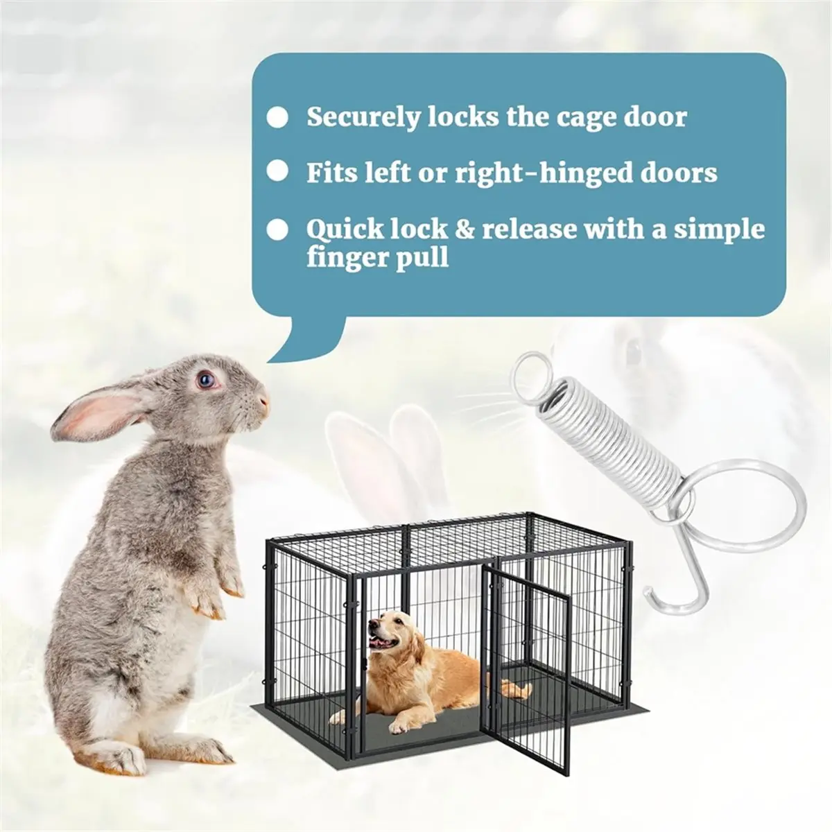 50 Pack Multi-Functional Metal Finger Spring Hook for Rabbits Cage Door Dog Crate Lock Cat Door for Fixing