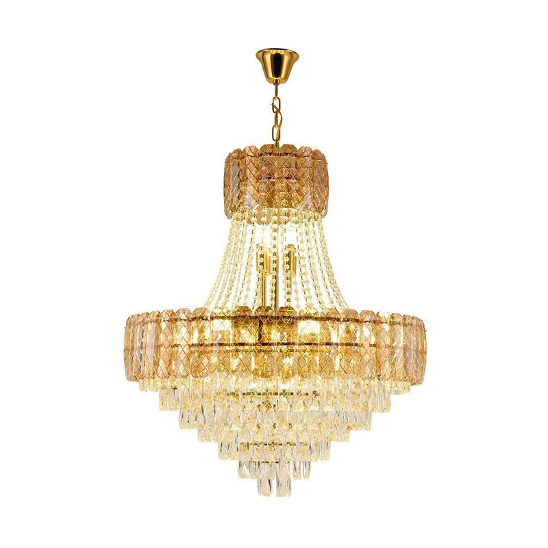 Imagem -03 - Cristal Dimmable Led Lustre Lâmpadas Suspensas Lustre Suspensão Luminária Luminária Escada Palácio Dourado 2024 k9