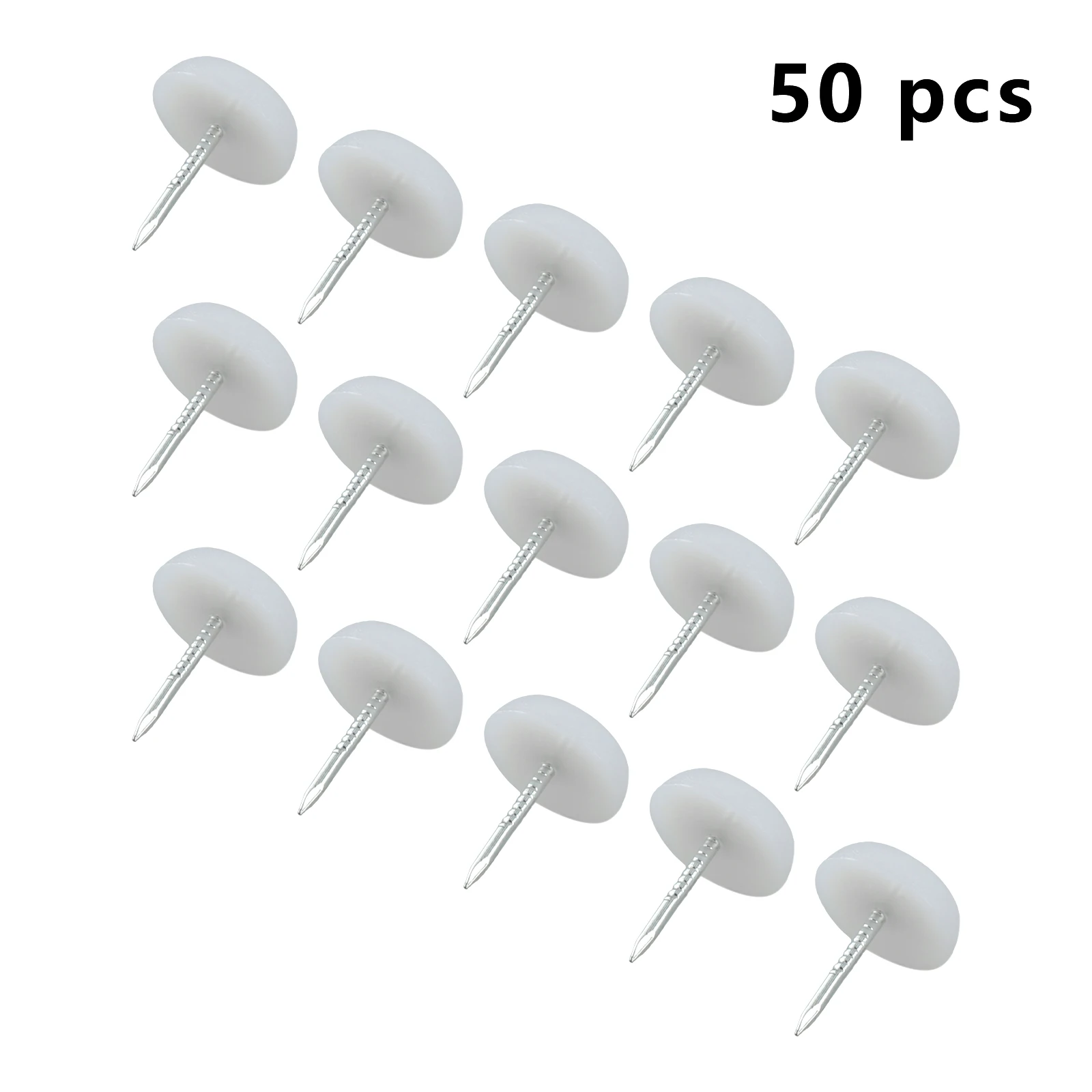 50Pcs เฟอร์นิเจอร์ฟุตเล็บ Stick-On Glide Skid Pad สกรู14มม.ลาด-ด้านล่าง Mini รอบโต๊ะเก้าอี้ขาพลาสติกสีขาว