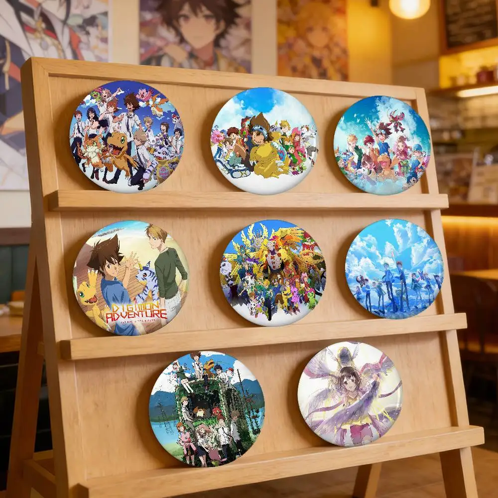 Anime D-Digimon Badges Peripheral Lapel Pins Tinplate Round Brooch For Shoulder Bag Accessories Souvenir Gifts