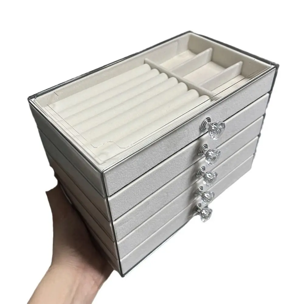 Large Capacity Velvet Jewelry Box Transparent Rings Bracelets Drawer Storage Holder Multi-layer Acrylic Jewelry Organizer
