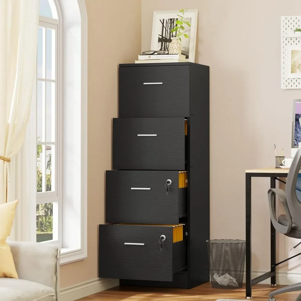 4-Drawer File Cabinet with Lock, Filing Cabinet for Letter A4-Sized Files