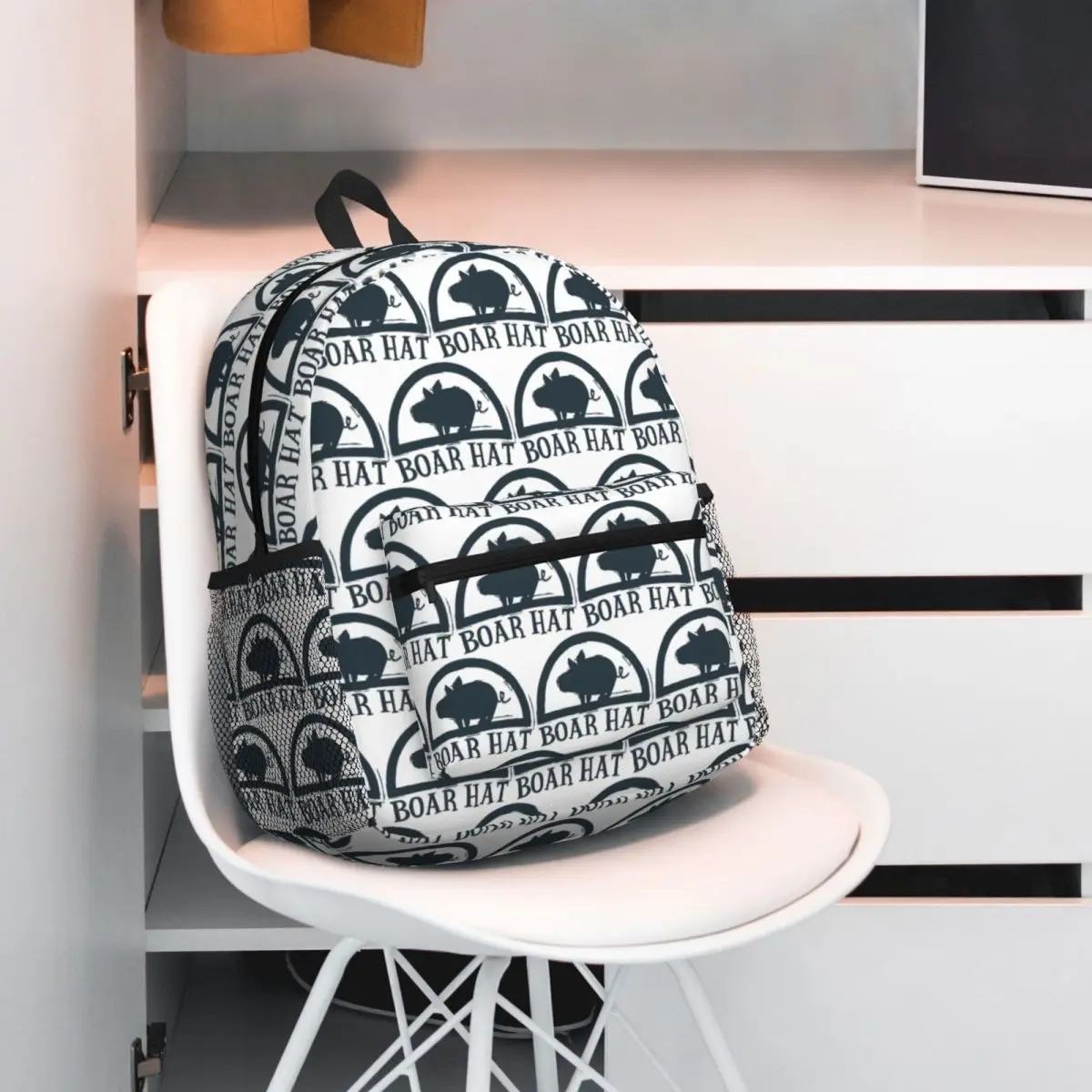 

Boar Hat Backpack Student BookBag Children School Bag Laptop Shoulder Bags for Men Women