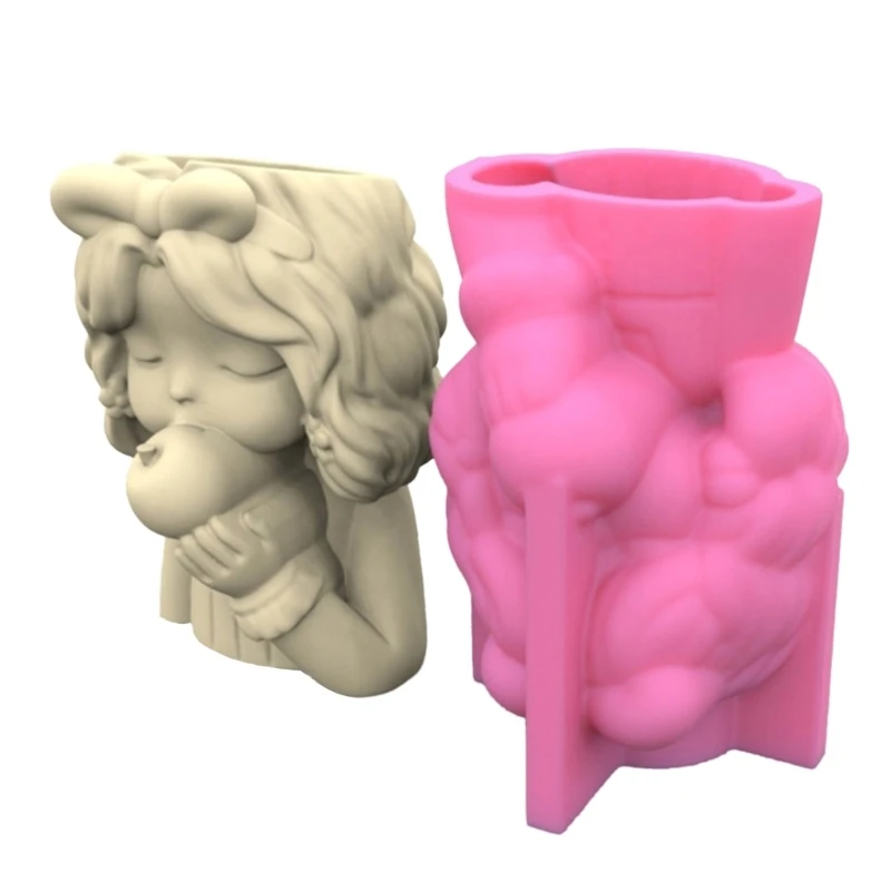 3Pcs Girl Resin Mold Girl Concrete Casting Mould Handmade Epoxy Resin Silicone Mould Pen Holder DIY Drop shipping