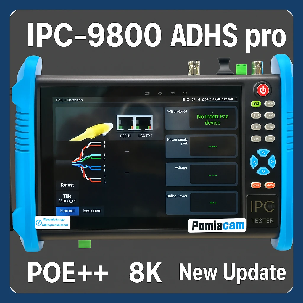 9800CLMOVTADHS-Pro IPC CCTV Tester 8MP AHD CVI TVI Camera 8K H.265 IP Camera Tester 7'' IPS Screen VGA Input Upgraded IPC