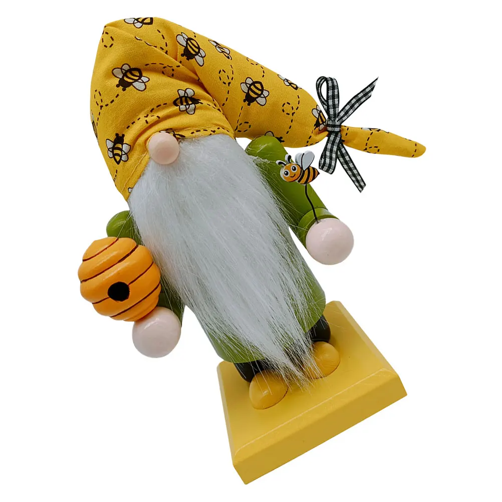 

Bee Themed Gnome Decor Statue Wood Fabric Lightweight Compact Home Desk Table Fireplace Party Decoration