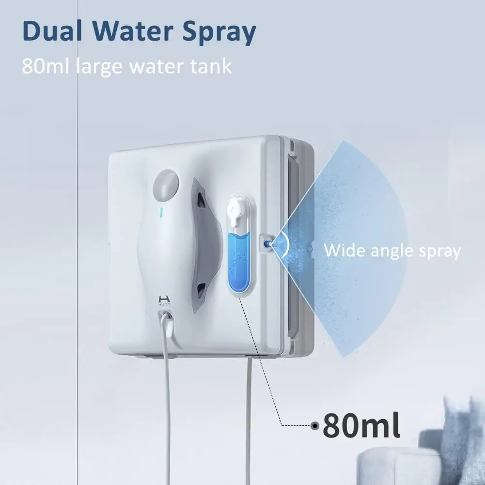 Auto Water Spray, 3800PA Suction Power Automatic Window Cleaning Robot with Anti-Falling Laser