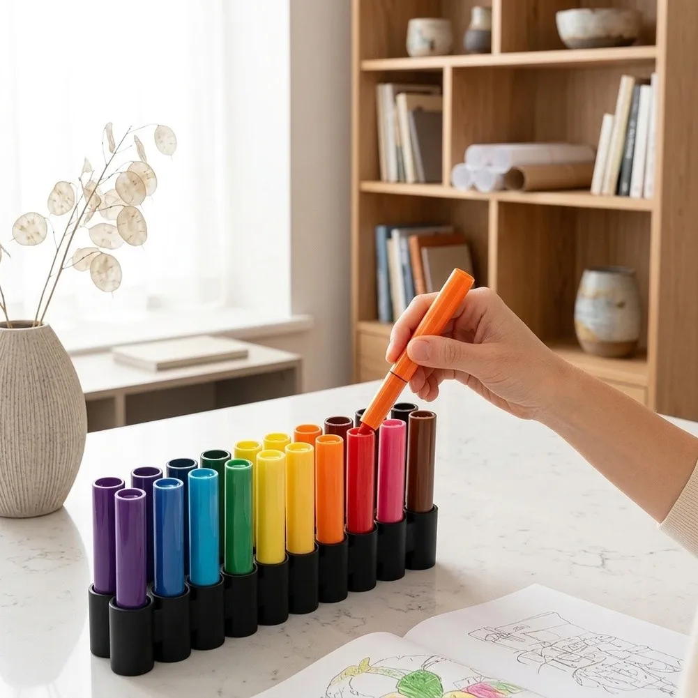 Lightweight 5 Pack Silicone Marker Holders for Portable Creative Organization Fits Inside Bags Cases or Stands Freely on Desks