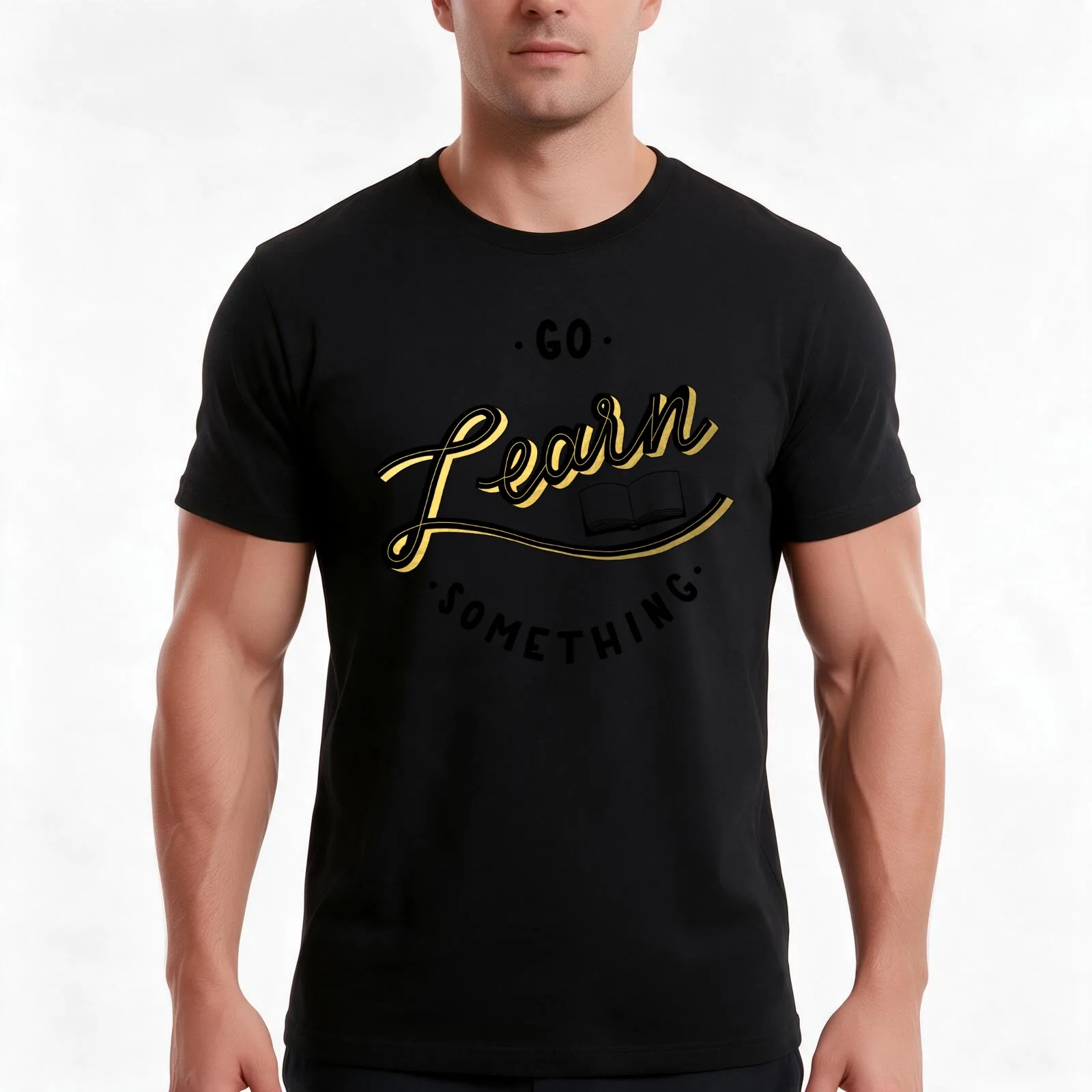 Go Learn Something T-Shirt, Summer Casual Cotton Tee, Oversized Streetwear Tops, Vintage Graphic Print, Loose Fit Short Sleeve