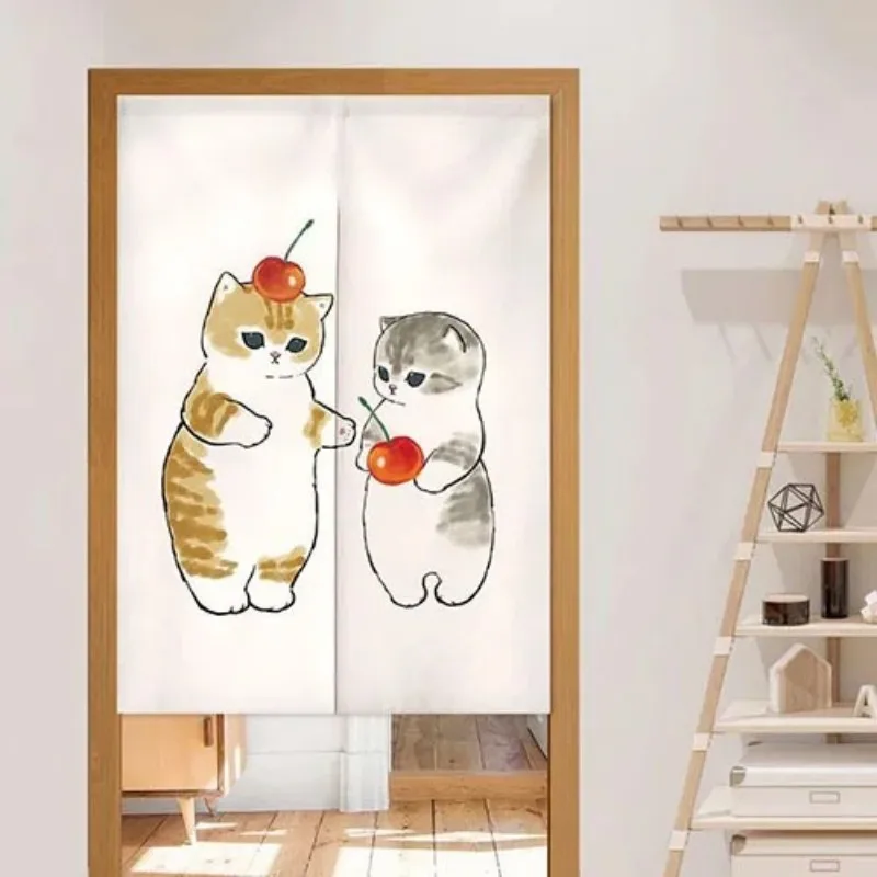 Cartoon Cat Half Door Curtains, Kitchen Cabinet Curtains, Bedroom and Bathroom Cover Curtains, Home Decoration