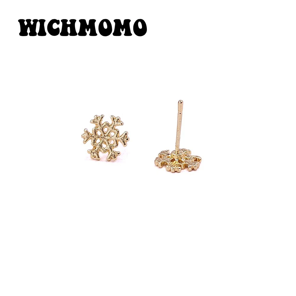 New 10MM 10pcs  Minimalist Fashion Sweet Alloy Snowflake Earring Base Connector DIY Earring Handmade Material Accessories