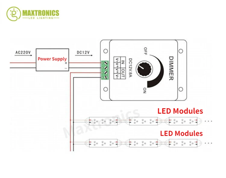 Nuevo 1 Uds DC 12V 24V LED atenuador 8A controlador de brillo ajustable interruptor lámpara bombilla tira controlador fuente de alimentación de luz