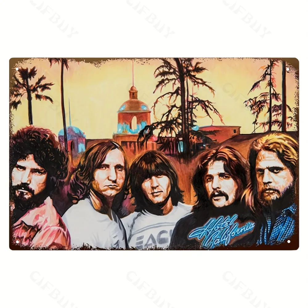 Vintage Eagles Band Metallschild, 20,3 x 30,5 cm, vorgebohrt, wetterbeständig, Wanddekoration