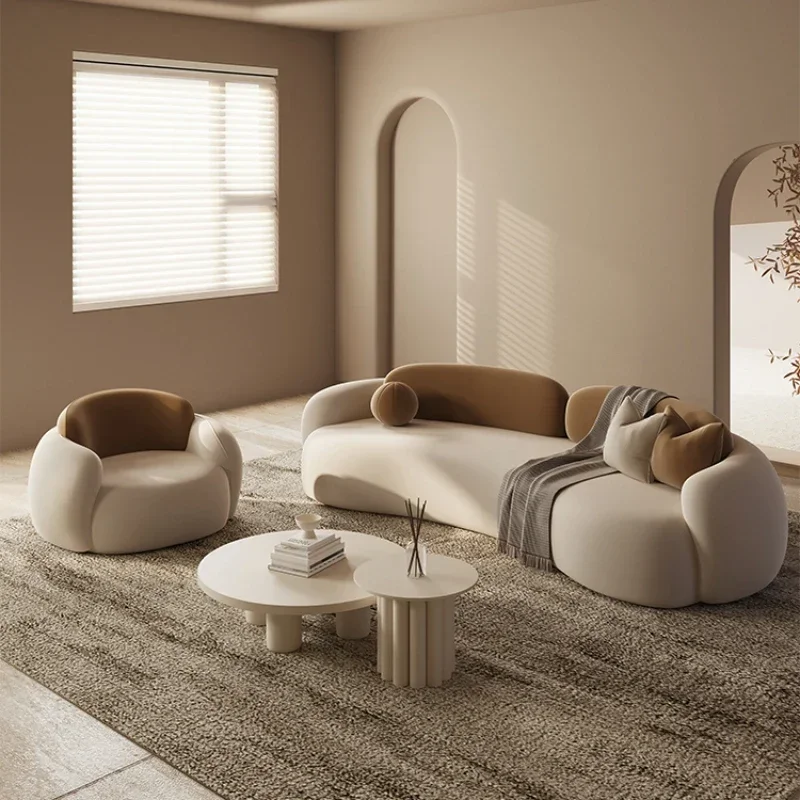 Pop Create Curved Living Room Sofas Lounge Minimalist Relaxing European Living Room Sofas Modern Light Luxury Muebles Furniture