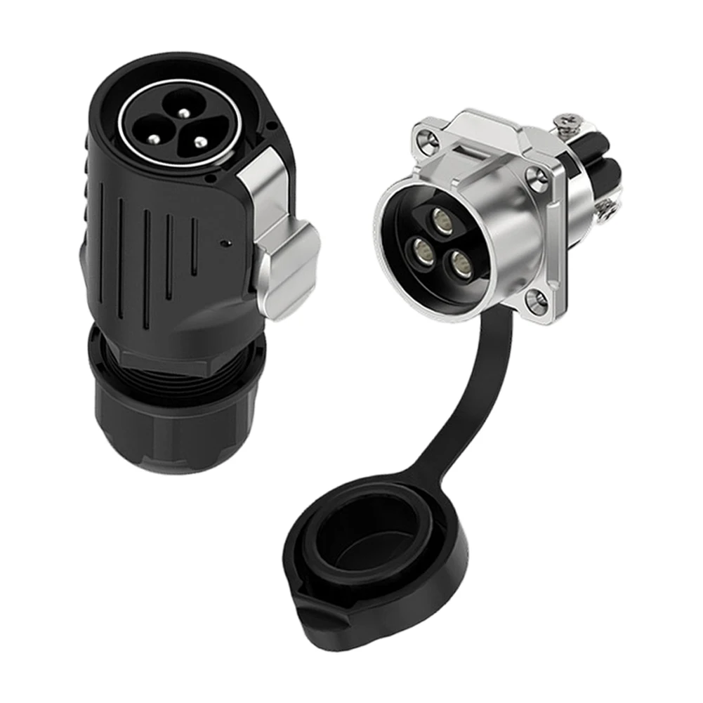 EW-LP28 3-Core Flange Lock Aviation Connector Rated 50A for Power Transfer Between Battery Packs and Charging Controllers