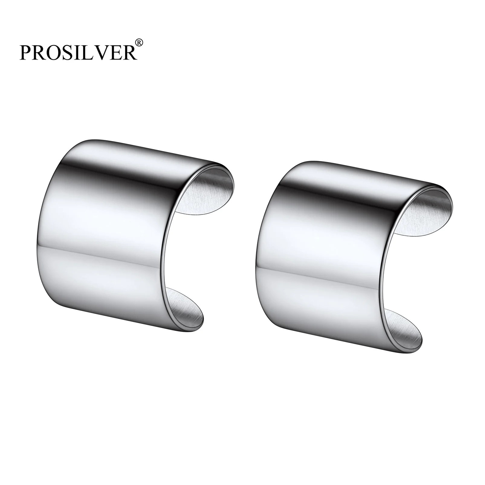 PROSILVER 925 Sterling Silver Simple Band Ear Cuff Wrap Earrings For Women Unpierced Ears PYE15168B-10