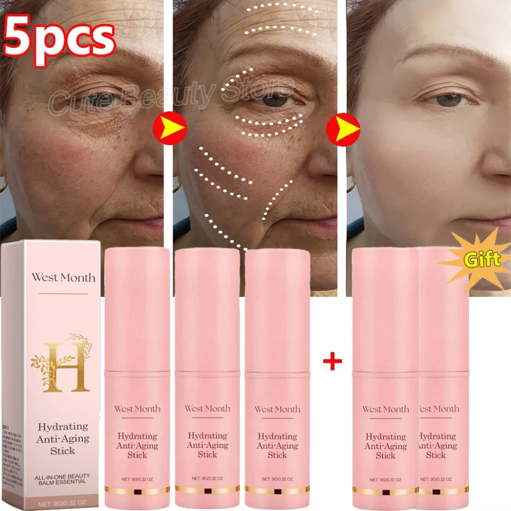 

5Pcs Collagen Wrinkle Removal Multi Bounce Balm Stick Instant Anti-Aging Firming Lift Brighten Dull Skin Moisturizer Cosmetics