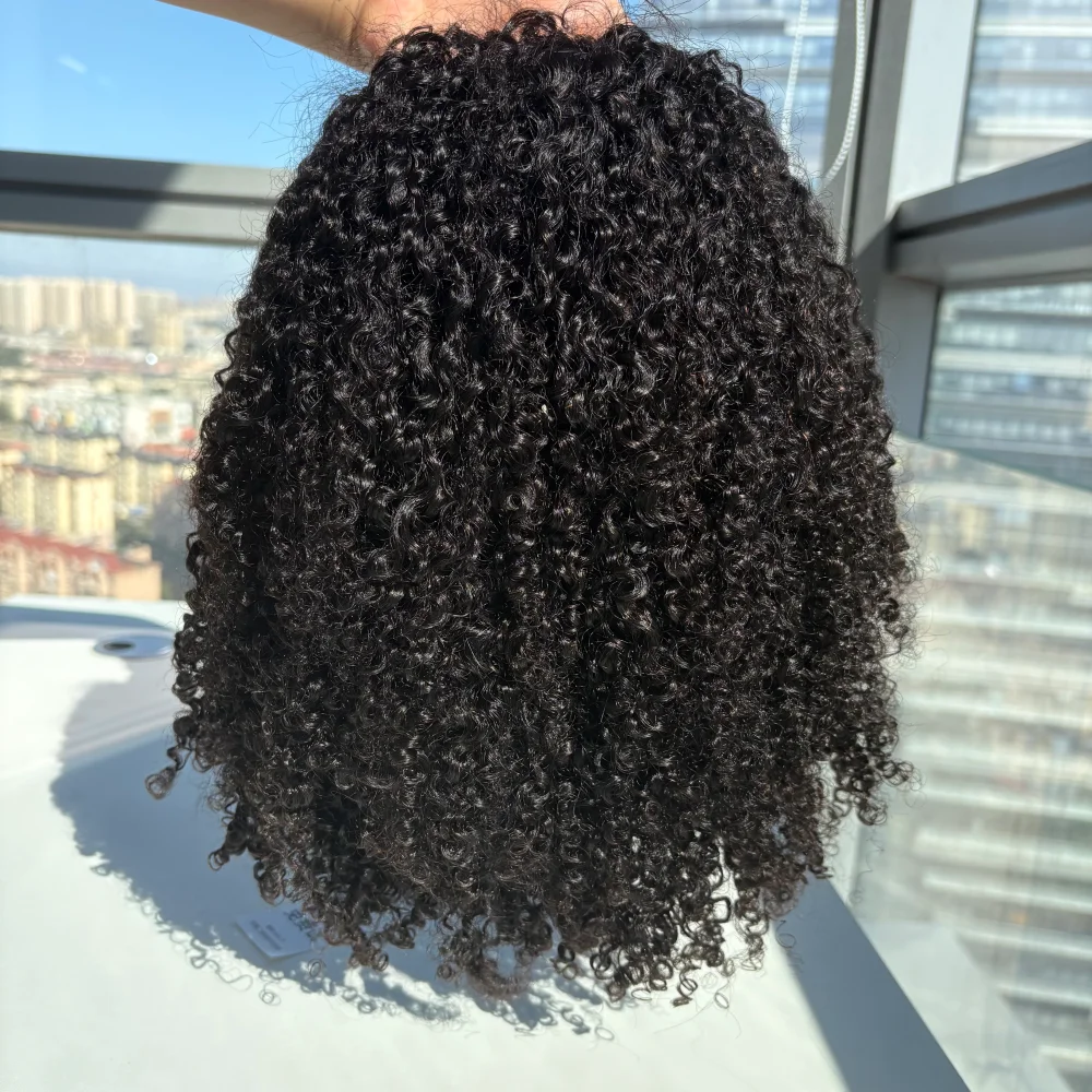 Бесклеевой полупарик, бирманские вьющиеся человеческие волосы Pixi с невидимым шнурком, бесшовный полупарик, полностью машинное производство, повязка на голову, парики