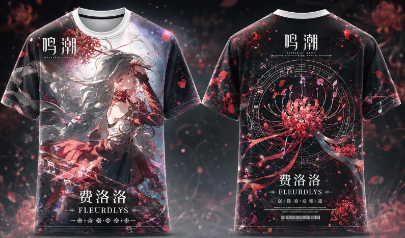 Wuthering Waves Fleurdlys 3D All‑Over Print T‑Shirt Men Women Anime Cosplay Short Sleeve Casual Streetwear Tops
